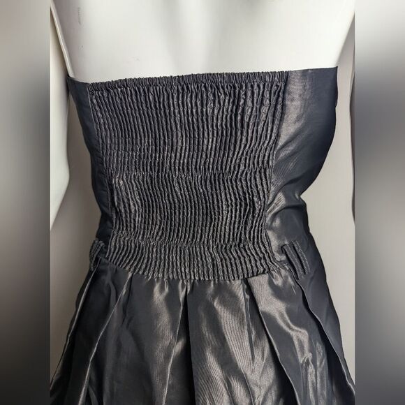 Zara Y2K Strapless Bubble Dress Brown Shiny Fabric Belted Look Size M - Picture 2 of 8